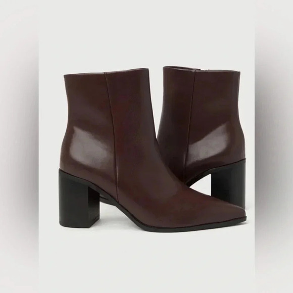 Lulus Lindan Merlot Pointed Toe Low Heel Ankle Booties - Picture 3 of 6